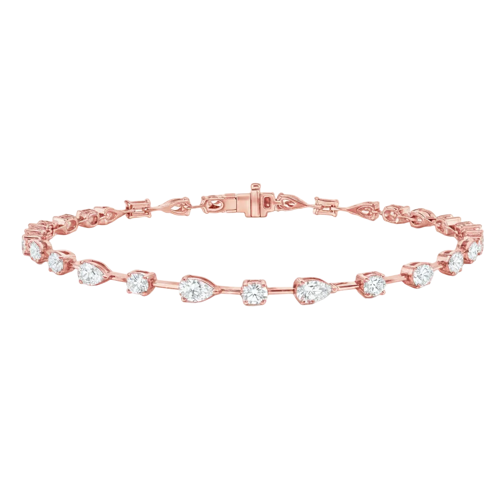 Round & Pear Cut Diamond Alternating Cut Bracelet