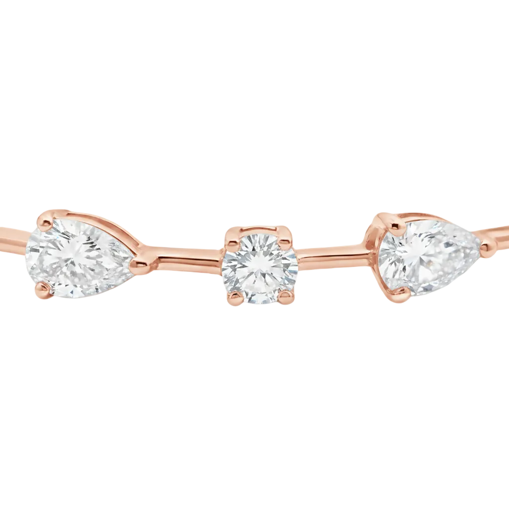 Round & Pear Cut Diamond Alternating Cut Bracelet