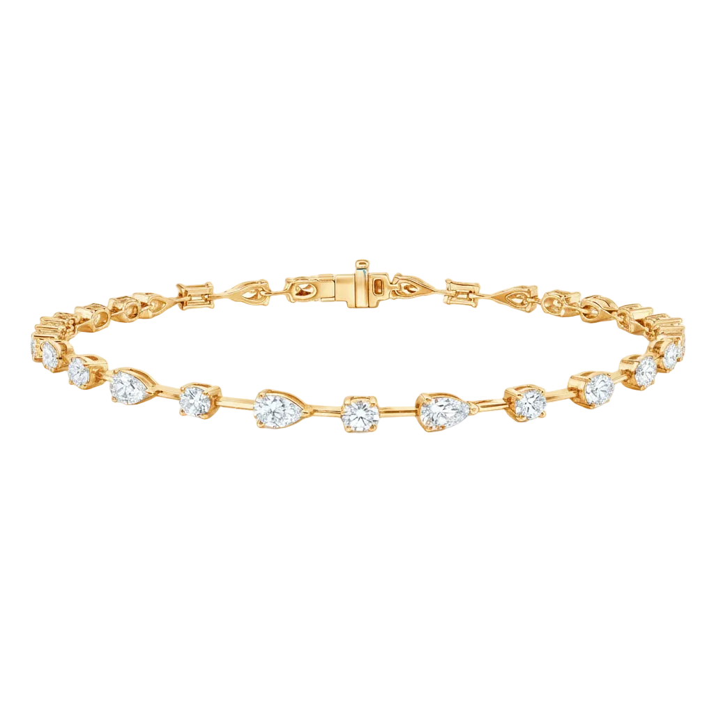 Round & Pear Cut Diamond Alternating Cut Bracelet