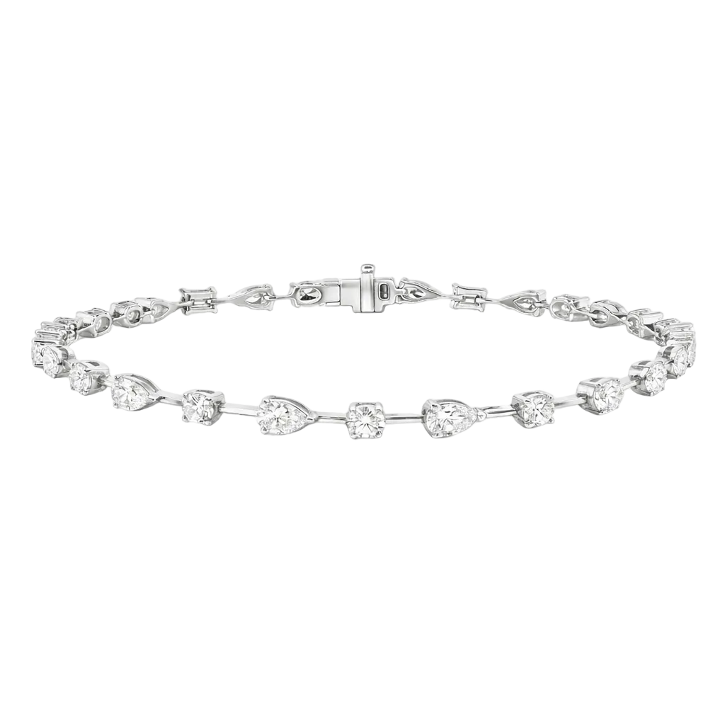 Round & Pear Cut Diamond Alternating Cut Bracelet