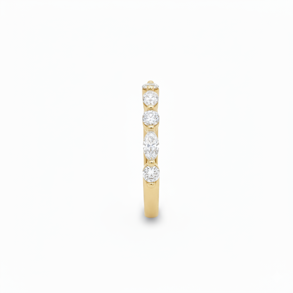 Round Brilliant & Marquise Half Eternity Ring