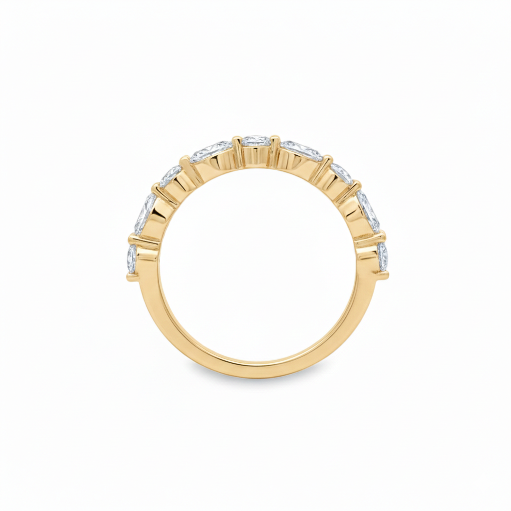 Round Brilliant & Marquise Half Eternity Ring
